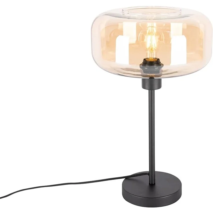 Qazqa Tischleuchte Bizle, ohne Leuchtmittel, E27, Beige, Art Deco, Glas, 1-flammig – Bild 7