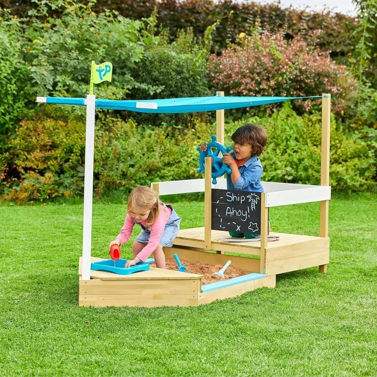 TP Toys 'Ahoy' Sandkasten Schiff, Holz natur, 180 x 92 x 118 cm – Bild 2