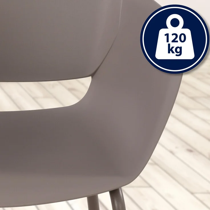 CLP Sitzgruppe Velvena Set Tisch Velva Stühle Alpena wetterfest und UV-beständig,taupe 4 Stühle – Bild 5