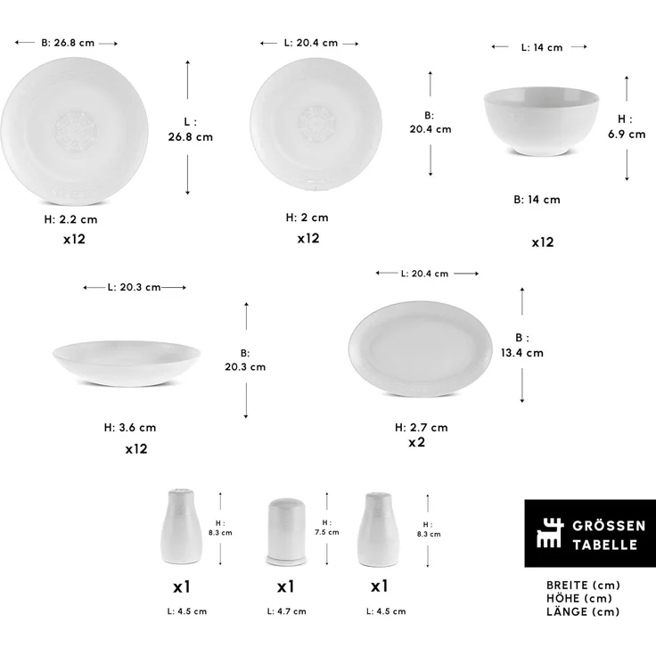Karaca Geschirr-Set Karaca Forever Bone Artiste Geschirrset 53-Teiliges 12-Personen – Bild 4