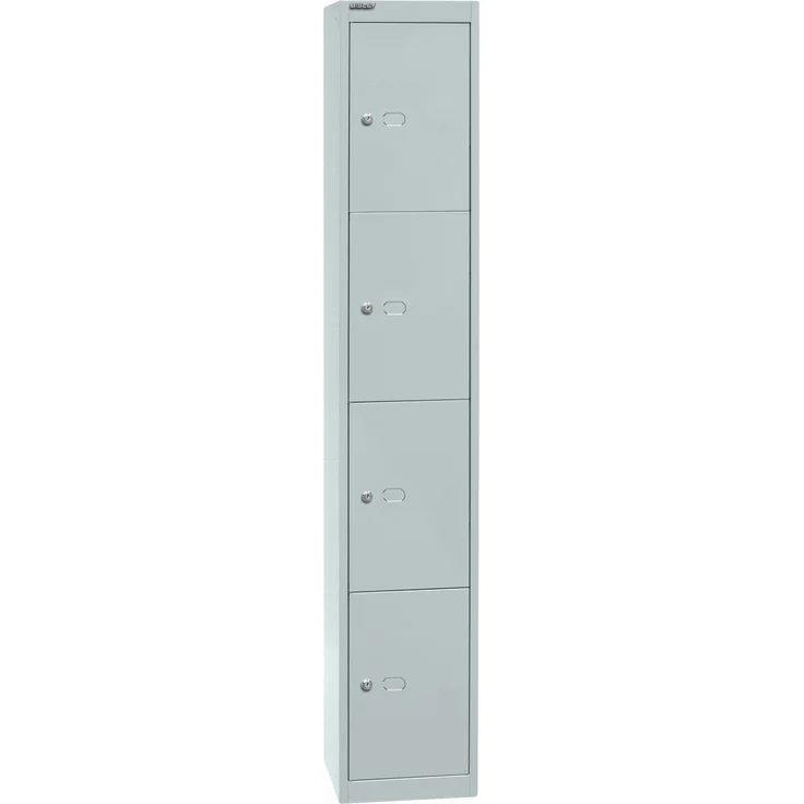 Bisley Schließfachschrank Office, 1 Abteil, 4 Fächer, T 305 mm, Farbe lichtgrau – Bild 2