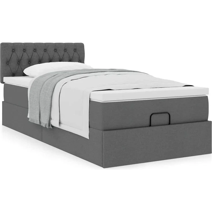 vidaXL Ottoman-Bett mit Matratze Dunkelgrau 80x200 cm Stoff 3311498 – Bild 11