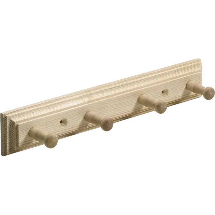 Hettich Holzgarderobe 4 Haken 30,0 x 5,0 x 6,0 cm Fichte