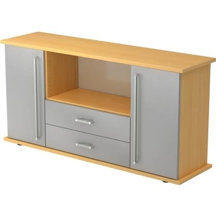 Sideboard 2 Türen, 2 Schübe CE Buche / Silber