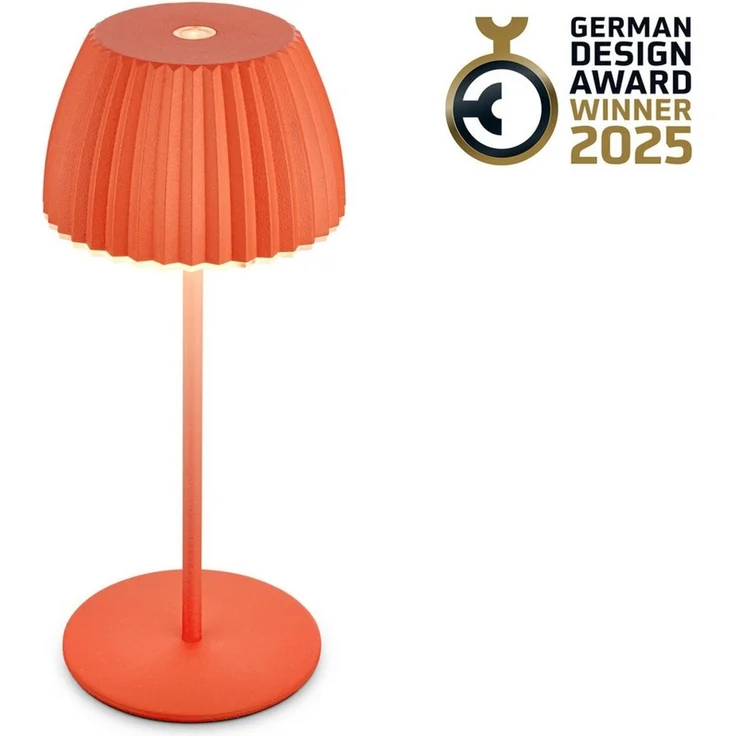 BRILONER - Riffle Mini LED Tischlampe kabellos IP44 mit Lichtkante, 8,5x20 cm, Touchdimmer, Akku tauschbar, Nachttischlampe, LED Lampe, Akku Lampe, German Design Award Winner 2025, Orange – Bild 2
