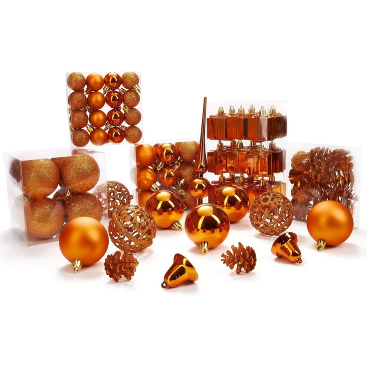BRUBAKER Weihnachtsbaumkugel 101-teiliges Weihnachtskugel-Set mit Baumspitze, Christbaumschmuck aus Kunststoff, Weihnachtsdekoration edel und robust – Bild 2