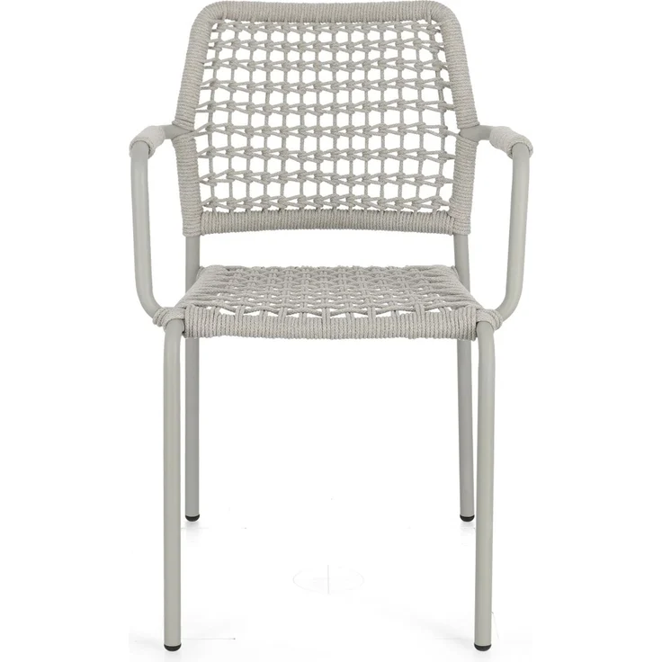 Gartenstuhl Rajada aus Aluminium, modern stapelbar, sandfarben, für Outdoor, mit Armlehnen – Bild 4