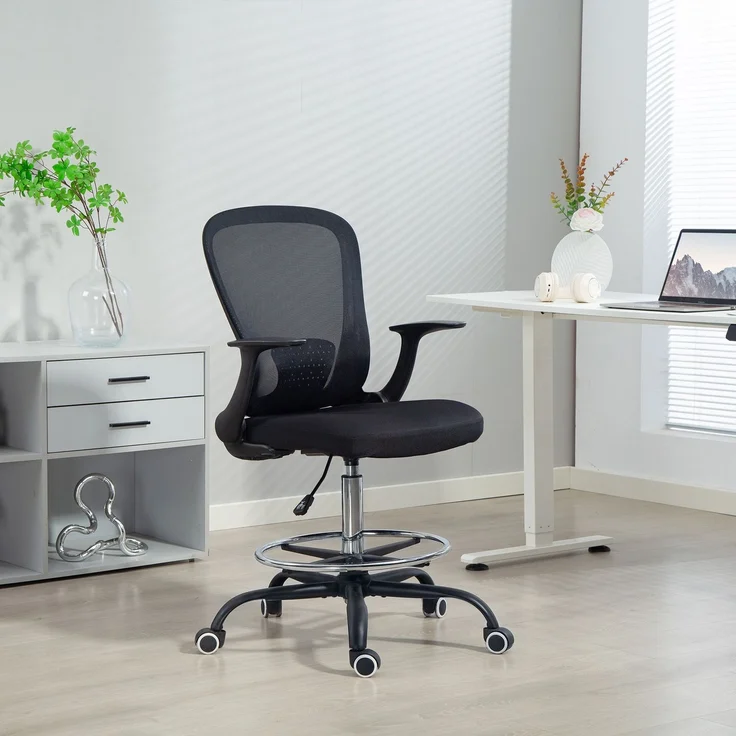 MELAYR, Bürostuhl Höhenverstellbar Schreibtischstuhl mit verstellbarer Fußring, 62 x 59 x 119 cm, Schwarz – Bild 3
