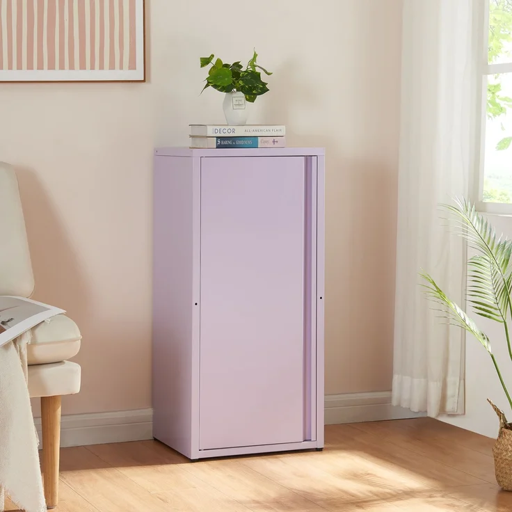 [en. casa] 'Burlöv' Metallschrank, Stahl, 88 x 40 x 35 cm, Violett – Bild 1