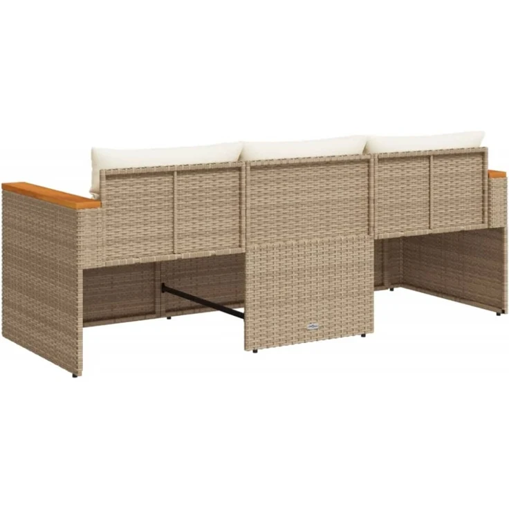 vidaXL Gartensofa mit Kissen 3-Sitzer Beige Poly Rattan 365831 – Bild 5