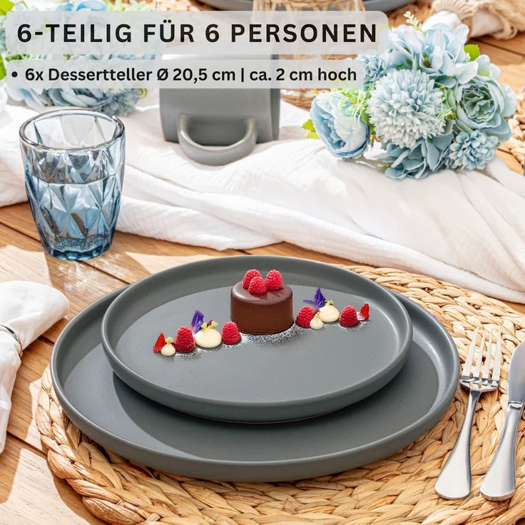 SÄNGER Steingut Dessertteller Leeds Shadow 6 teilig – Bild 2