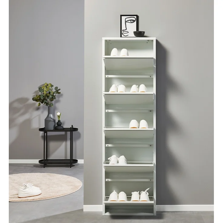 Schuhkipper >Bert< 5 Klappen, 10 paar Schuhe, in weiß, Metall - 51x170x16cm (BxHxT) – Bild 5