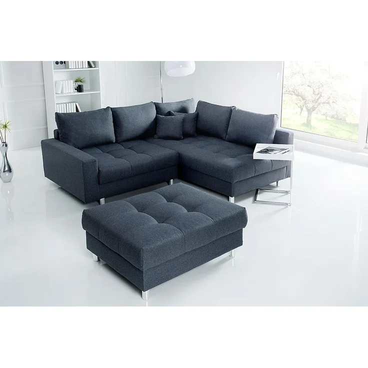 riess-ambiente Ecksofa KENT 220cm anthrazit, Set 2 Teile, Wohnzimmer · Couch · Stoff-Bezug · Federkern · inkl. Hocker · Design – Bild 7