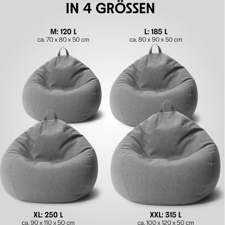 URBANARA Sitzsack 120l grau Basic-Comfort – Bild 3