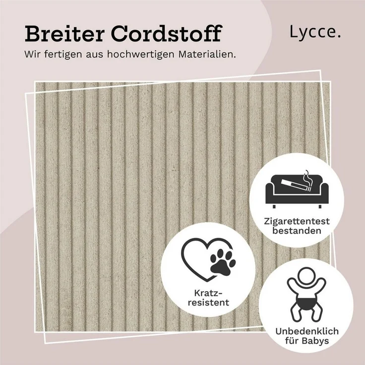 Lycce Dekokissen Kissenbezug 2er Set CORD Stoff (50 x 50 cm) - made in EU – Bild 3