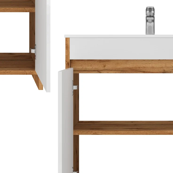 Waschbeckenunterschrank Lemgo Goldkraft Eiche 2-teilig Vicco – Bild 6