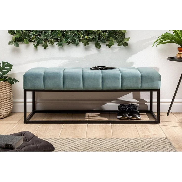 riess-ambiente Sitzbank PETIT BEAUTÉ 110cm mint / schwarz · Flurbank mit Samt-Bezug (Einzelartikel, 1-St), Wohnzimmer · Metall · Schlafzimmer · Sitzkomfort · Modern Design – Bild 3