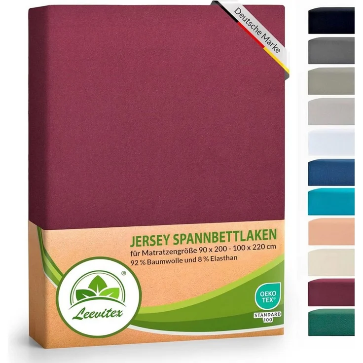 leevitex® Spannbettlaken Luxus, verschiedene Größen, Stoffgewicht 250 g/m², 40 cm Steghöhe, Jersey-Elasthan, Gummizug: rundum, (1 Stück), OEKO-TEX® Standard 100 Zertifikatsnummer 10. HTR. 85321 zertifiziert – Bild 1