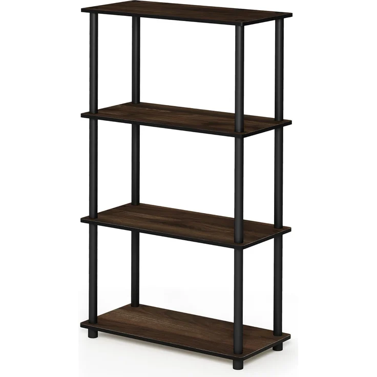 Furinno Turn-N-Tube 4-Stufe Mehrzweck-Regal, Columbia Walnut/Schwarz, 59. 9 (Breite) x 109. 9 (Höhe) x 29. 7 (Tiefe) cm – Bild 1