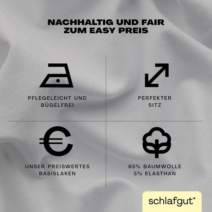 Schlafgut Spannbettlaken EASY Jersey Elasthan Topper, Jersey, Gummizug: rundum, (1 Stück), MADE IN GREEN by OEKO-TEX® – Bild 2