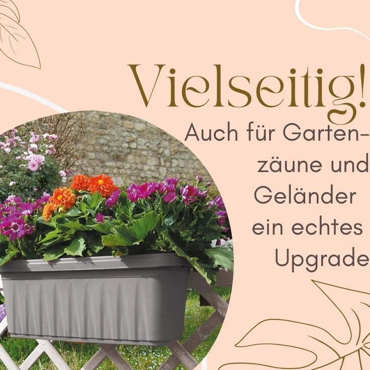 GarPet Balkonkasten 4er Set Blumenkasten Balkon Geländer Kasten Halterung Wasserspeicher – Bild 4