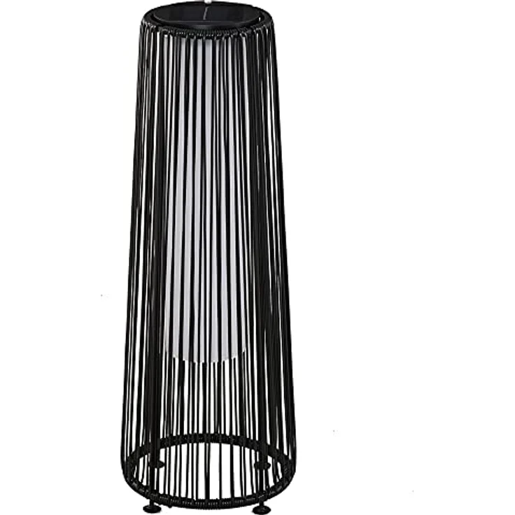 Outsunny Solarlampe Rattan, LED Solarleuchte mit Lichtsensor, IP44 spritzwassergeschützt, 61 cm hoch, Schwarz – Bild 1