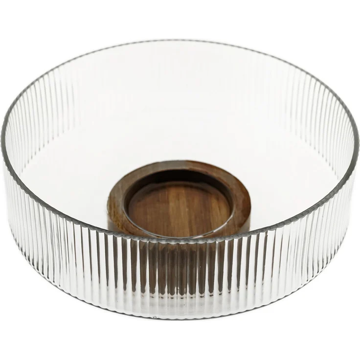 Terra Bowl Grande Glasschale mit Akazienholz - Servier- & Dekoschale, 26 x 11,5 cm – Bild 4
