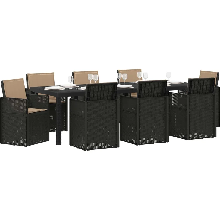 vidaXL Garten Essgruppe 9 stk. 8-Sitzer Anthrazit und Taupe PP 3430089 – Bild 3