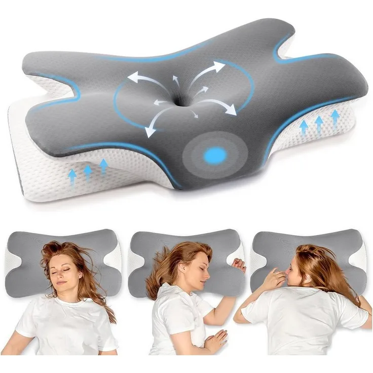 Simloveve Kopfkissen Nackenstützkissen,Schlafkissen,Nackenkissen,Seitenschläferkissen, Füllung: Kopfkissen aus Memory Foam, Kissen für Seiten Rücken & Bauchschläfer, Nackenstützkissen, Kopfkissen, Schlafkissen, Eisseidenstoff, atmungsaktiv und weich, A...