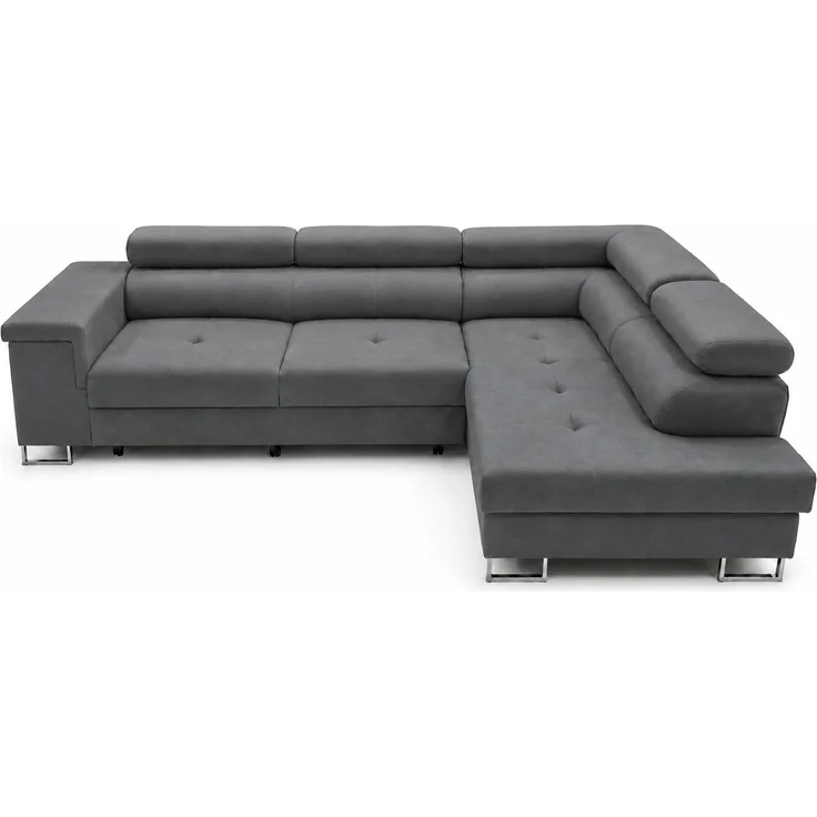 KRISAN MÖBEL Ecksofa L-Form ALVARO in Grau 275 x 90 x 202 cm mit Schlaffunktion und Bettkasten Rechts – Bild 1