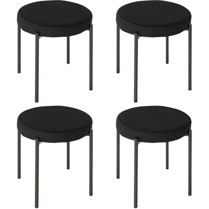 HOMCOM Esszimmerstuhl 4er-Set Esszimmerhocker Stapelbar Thekenhocker (Rundhocker, 4 St), für Küche Esszimmer Samt Schwarz 41,5 x 41,5 x 46 cm – Bild 1