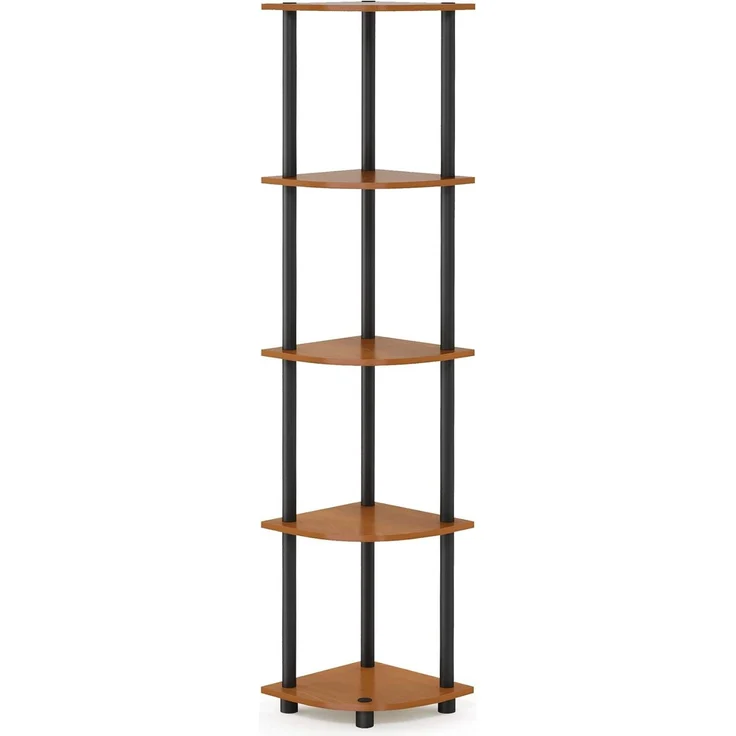 Furinno Eckregal mit 5 Ebenen, Mehrzweckregal, Verbundholz, PVC-Rohre, Kirsche hell, 29. 46x29. 46x146. 56 cm – Bild 1