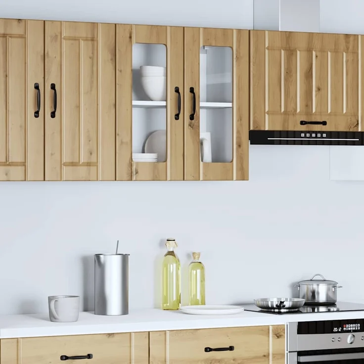 vidaXL Küchen-Hängeschrank mit Glastür Lucca Artisan-Eiche Holzwerkstoff 853916 – Bild 3