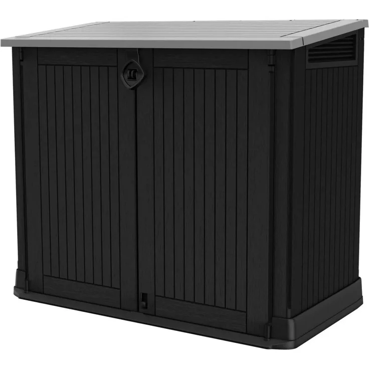 Keter Store-it-Out Midi Mülltonnenbox, 130 x 74 x 110 cm, Robuste Abfallbehälter-Lösung, 845L, Wetterfest, Grau/Schwarz, UV-beständiges Polypropylen, Abschließbar – Bild 5