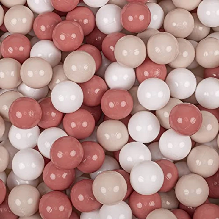 Selonis Laufstall Mit Korb Und 400 Bälle Laufgitter Für Kinder, Beige:Pastellbeige/Lachsfarben/Weiß – Bild 3