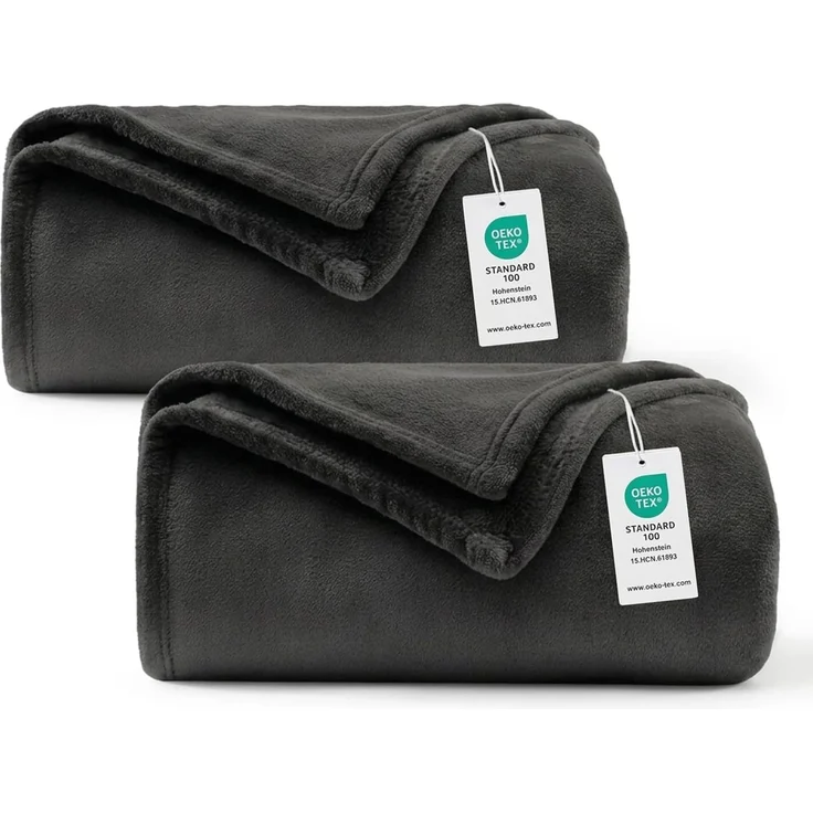 WAVVE Kuscheldecke Flauschig 2er Set Decke Fleecedecke - 2 Stücke Set Sofadecke 150x200 cm Warm Wohndecke Couchdecke, Schwarz Decke Weich Sofaüberwurf XL