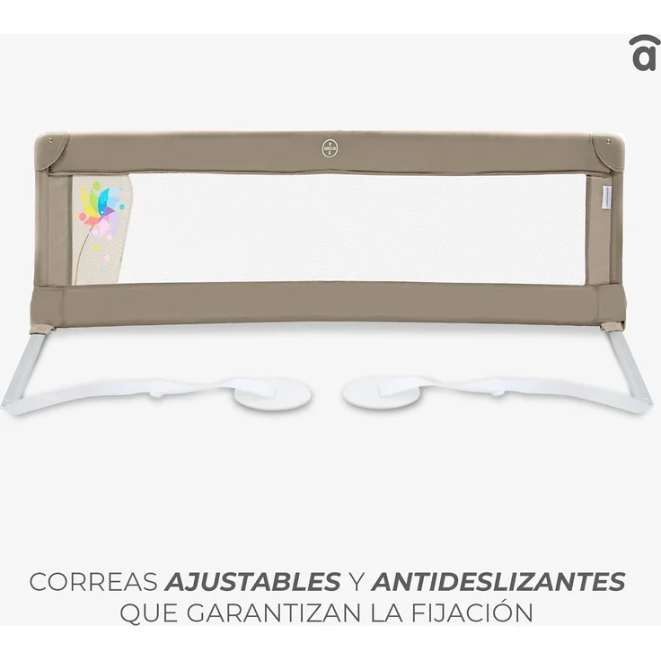 Asalvo Bettgitter, 150 cm, Fallschutz, für Kinder, klappbar, Tragetasche, extra hohes Design, faltbar und tragbar, sichere Befestigung, Sterne beige – Bild 5
