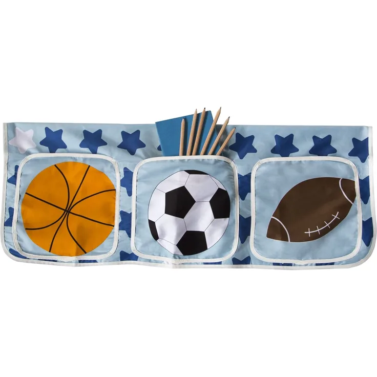 Stofftasche Betttasche mit 3 Fächer, Stoff Blau, 30x80 cm