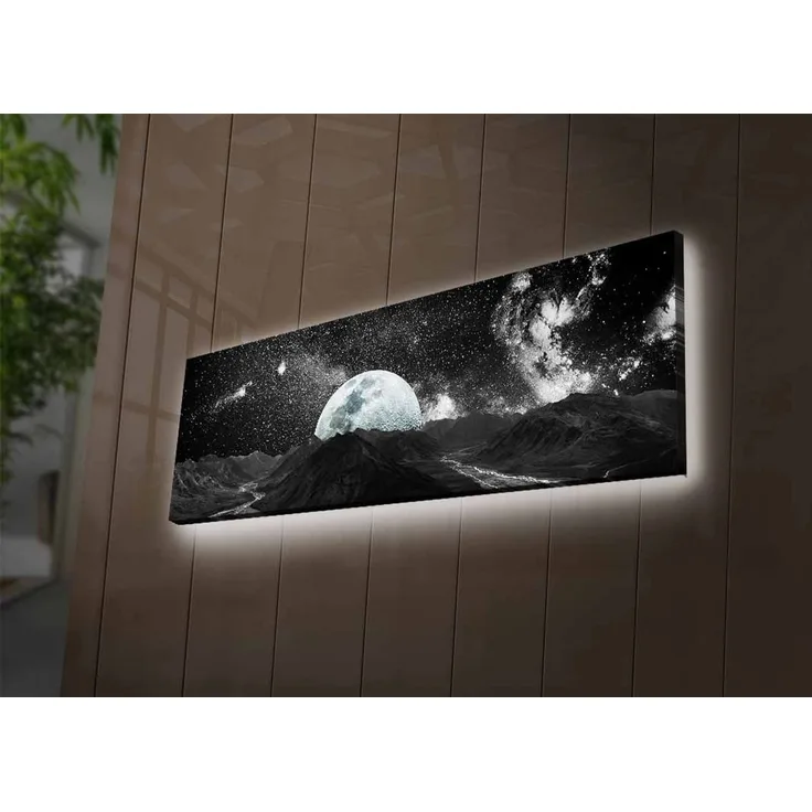 Opviq '3090NASA-009' Dekoratives LED-beleuchtetes Leinwandbild, Mehrfarbig, 90 x 30 cm