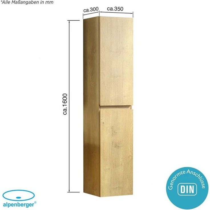 Alpenberger Badmöbel-Set Badezimmermöbel Badezimmer Schrank - Hochschrank, (Badezimmerschrank Schmal, Badschrank), Allzweckschrank – Bild 3