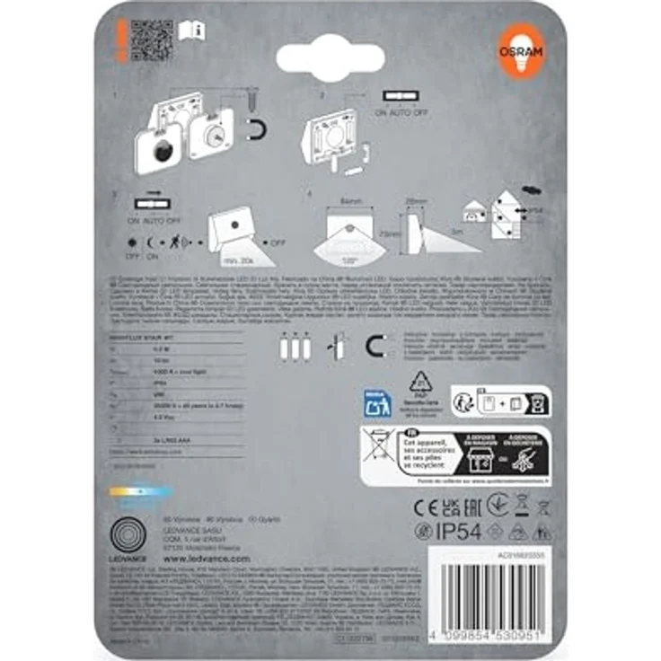 Osram LED-Nachtlicht Nightlux Stair mit Licht- & Bewegungssensor 7,3 cm kaltweiß weiß – Bild 4