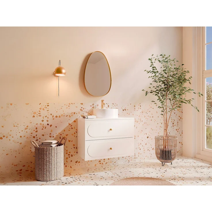 Vente-unique - Badezimmermöbel hängend mit Ablageplatte - Weiß - 80 cm - SATOBAL – Bild 2