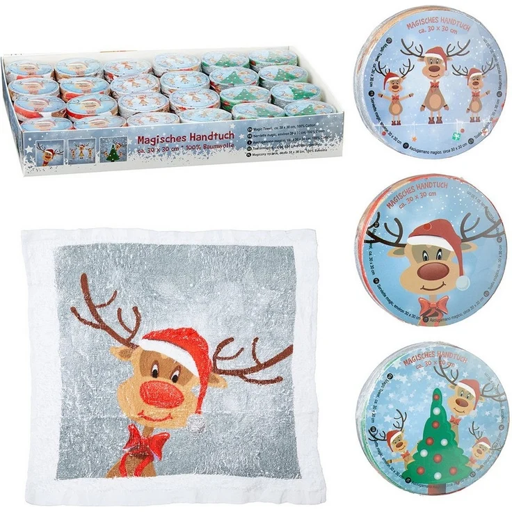 Annastore Gästehandtuch 6 x Magisches Handtuch Rentier Ole - Gästehandtücher Wichtelgeschenk, (6-St), 30 x 30 cm – Bild 2