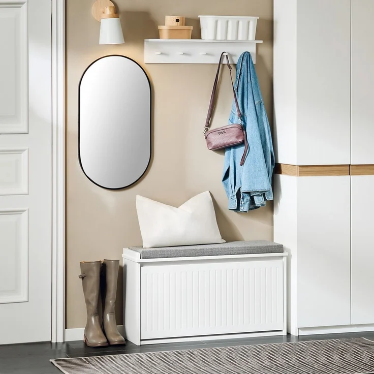 SoBuy FSR98-L-W Schuhbank, MDF, Lackiert, Weiß, 104 x 46 x 36 cm – Bild 8