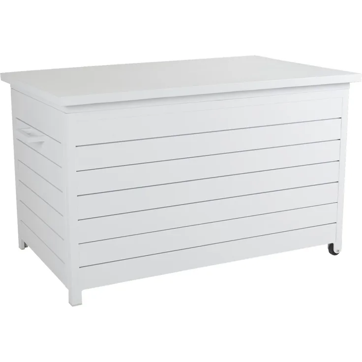 Gartentruhe Gäster Big von Brafab aus Aluminium, modern, Weiß, mit Rädern und Gasdruckfeder