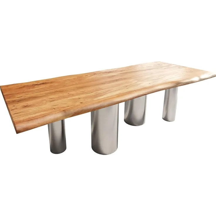 Esstisch Edge 240x100 Akazie Natur Pilier Edelstahl gebürstet Live-Edge