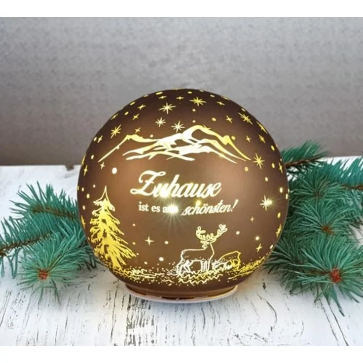 formano Tischleuchte Zuhause, LED, mit Timerfunktion, Braun, Spruch, H: 10.5cm – Bild 2