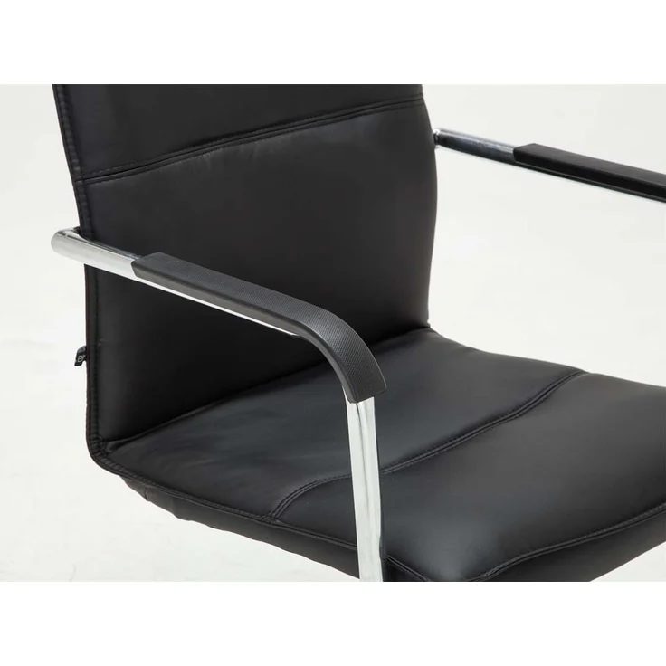 2er Set Besucherstuhl SEATTLE - 92x56x60cm, Schwarz Kunstleder Metall in Chromoptik Gestell Konferenzstuhl Wartezimmerstuhl – Bild 6