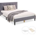 Homestyle4u Polsterbett mit Matratze und Lattenrost, Grau, 140x200 cm