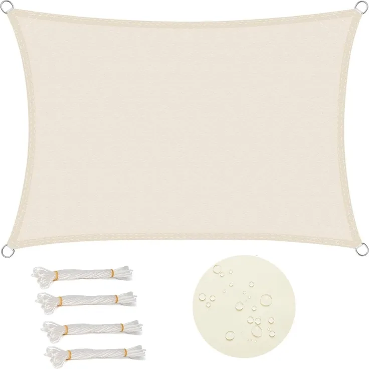 WOLTU Sonnensegel Sonnenschutz PES Windschutz UV Schutz creme 5x7 m